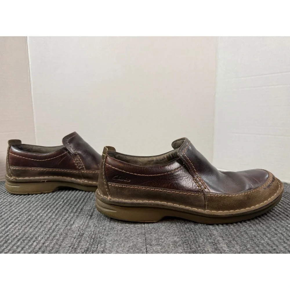 Clarks Collection Mens 10M Brown Leather Slip On Loafers 02131 Casual Shoes